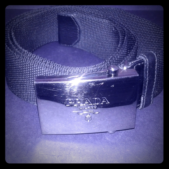 Prada chrome mens belt 105 upto 40 BLACK heart - Picture 1 of 3